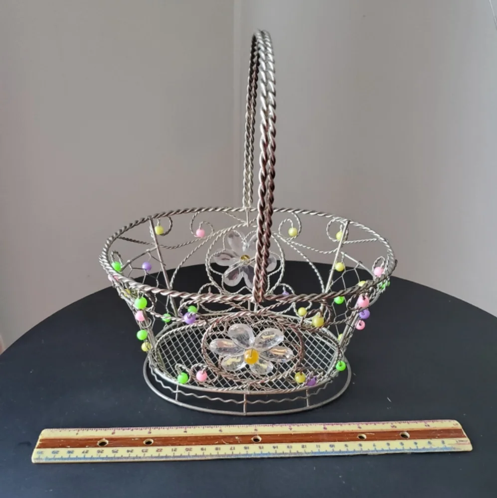 Multi Color Beaded Flower Basket
